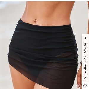 Cupshe Black Ruched Sheer Mini Skirt